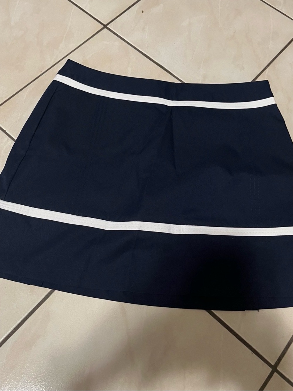 Navy Blue A-Line Skirt with White Trim - Women's Skirt Adidas Golfing/Pickleball